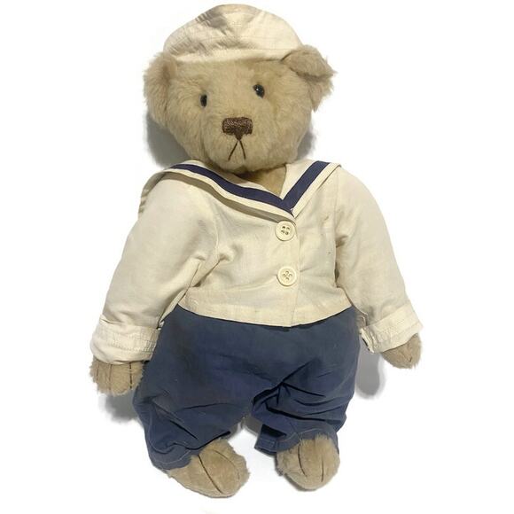 Vintage WWII Teddy Bear Sailor With Dixie Hat and Cracker Jack Uniform 17I - Picture 1 of 9